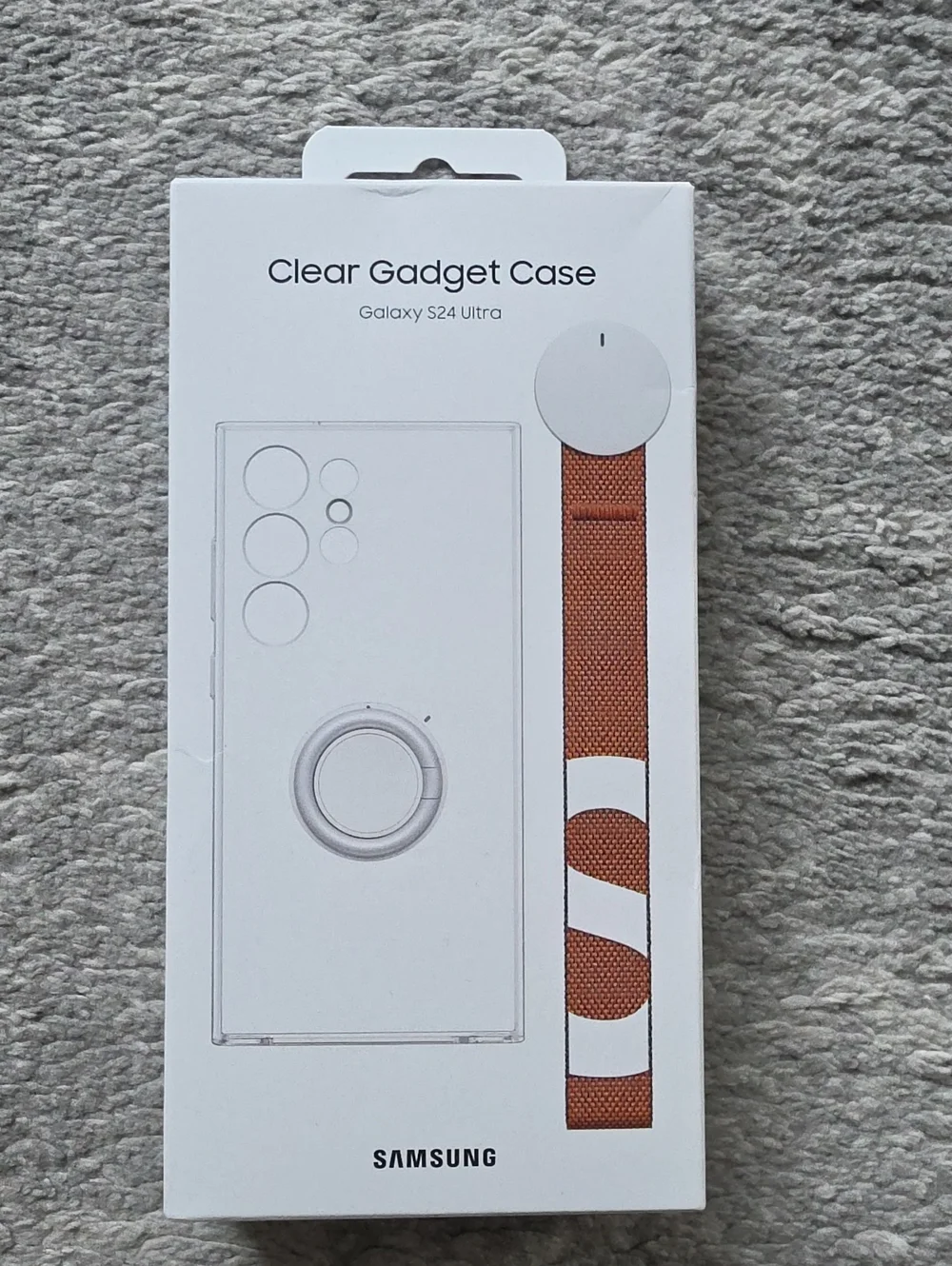 Samsung Clear Gadget Case with Orange Strap for Galaxy S24 Ultra